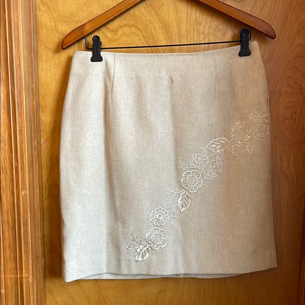 LOFT Cream Embellished Skirt